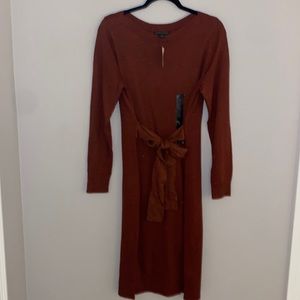 NWT Banana Republic Factory Large Lurex Belted Sweater Dress in Red Metallic